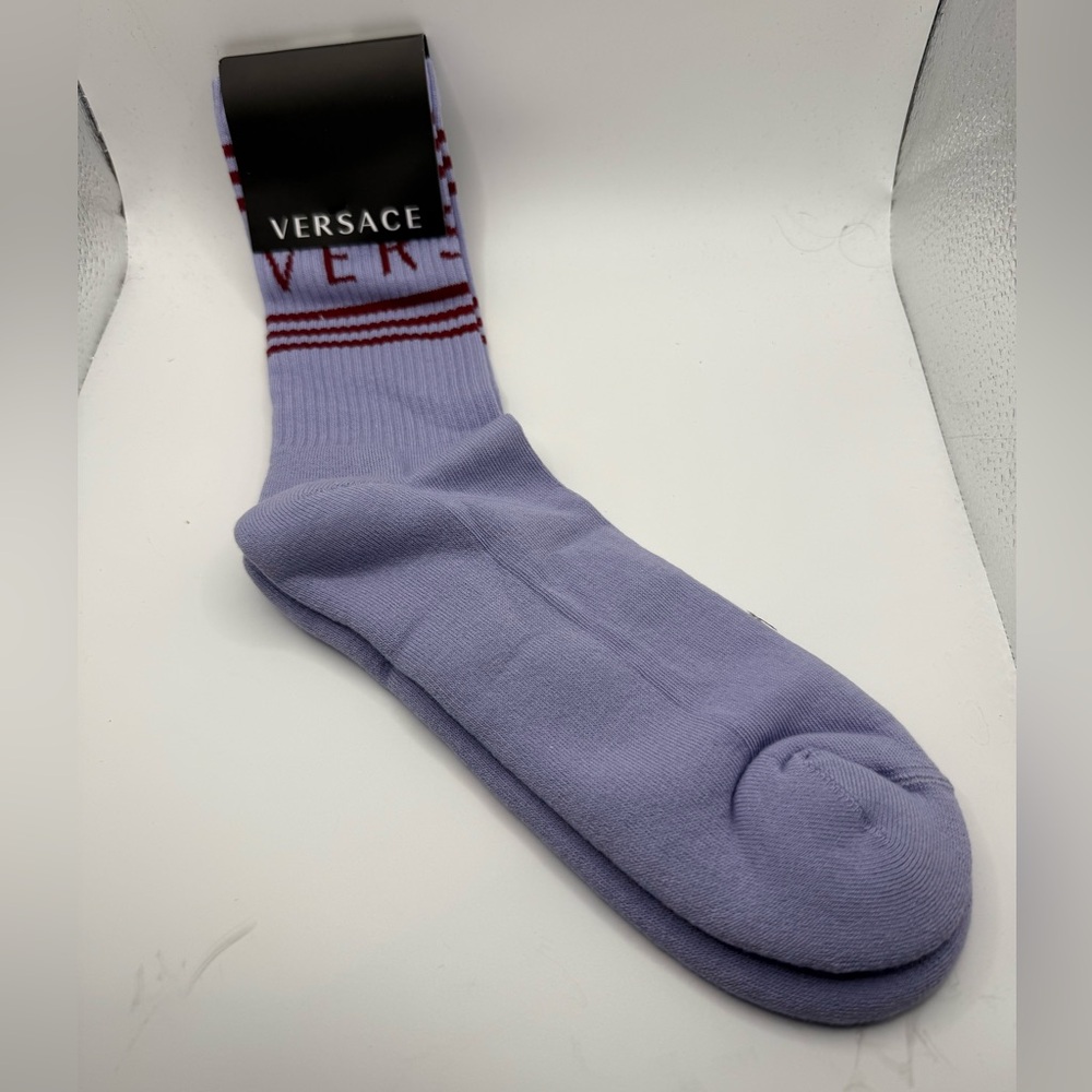 Versace Lavender Logo Crew Socks